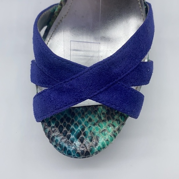 Calvin Klein - Kamille Teal / Blue and Black Snakeskin Platform Sandal Size 6 - Picture 12 of 15